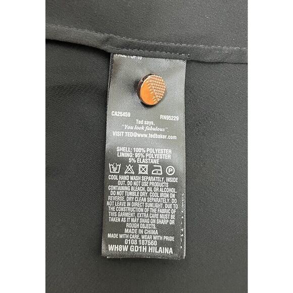 Ted Baker Hilaina Love Birds Midi Dress Black Cold Shoulder Size 0 or US 2 - Picture 13 of 13